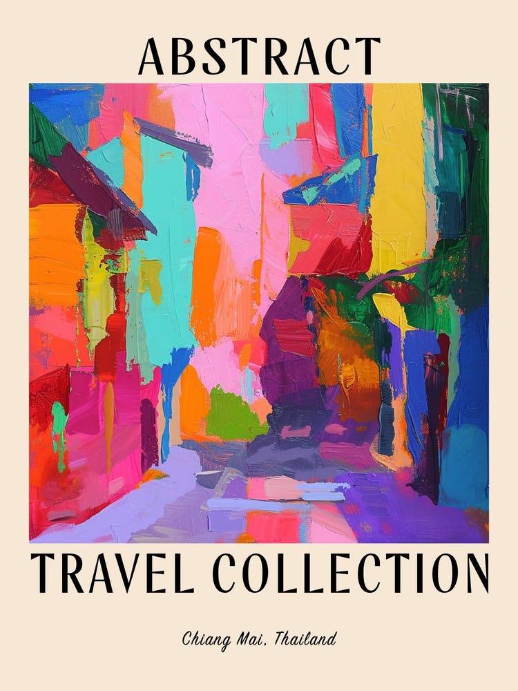 Abstract Travel Collection Poster Chiang Mai Thailand 1