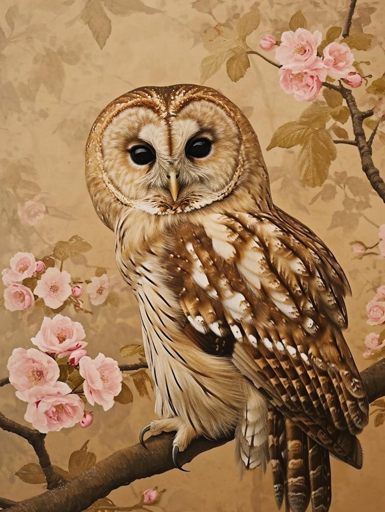 Chouette Hulotte Peinture Japonaise 3