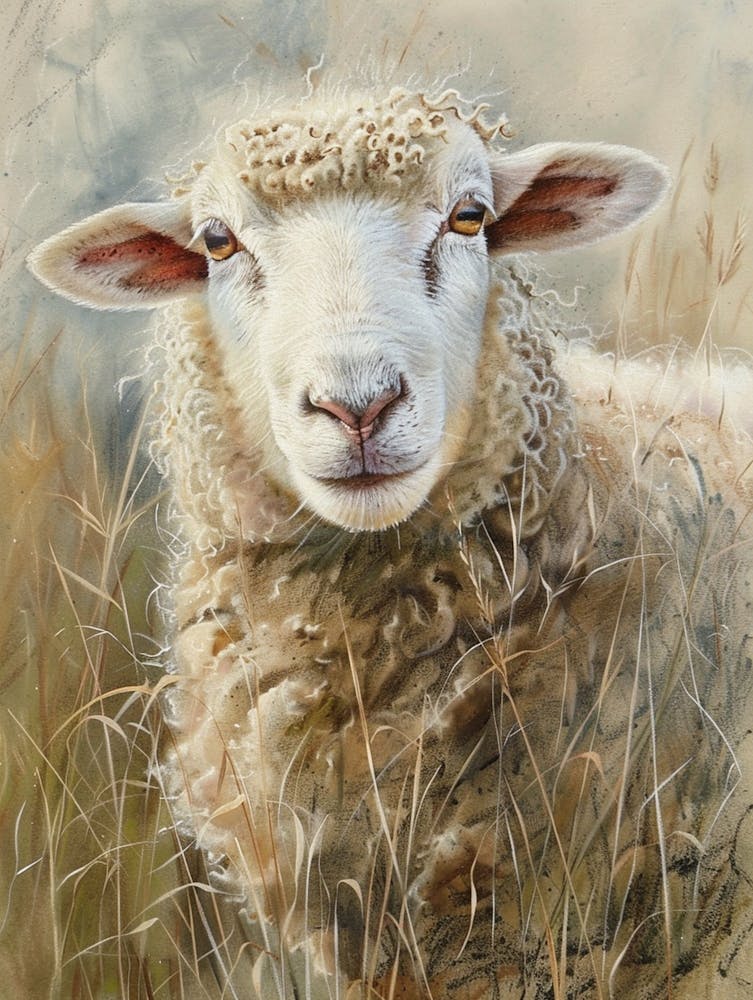Sheep Pastel Watercolour 2