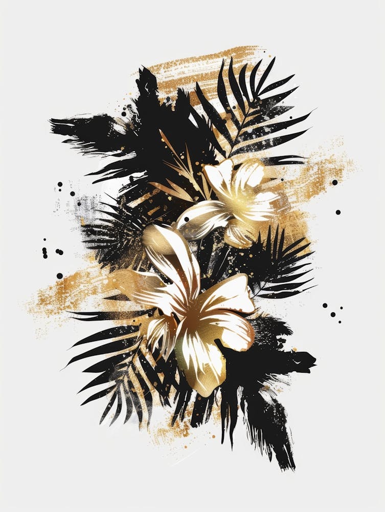 Gold And Black Floral Painting