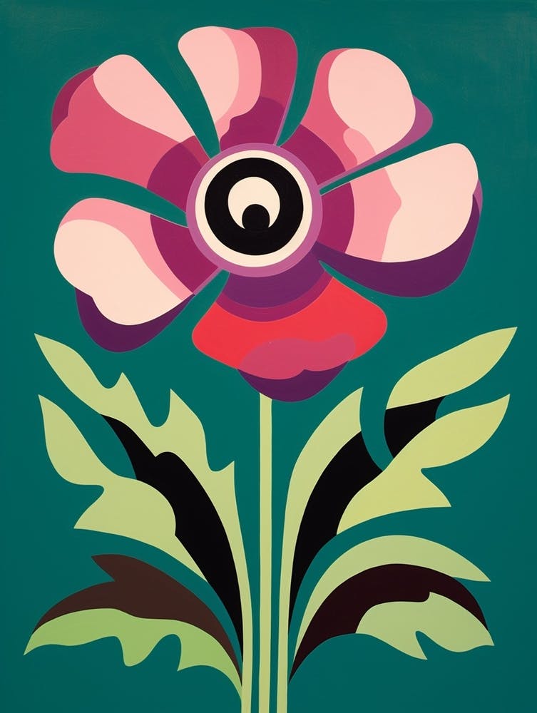Cut Out Style Flower Art Anemone 2