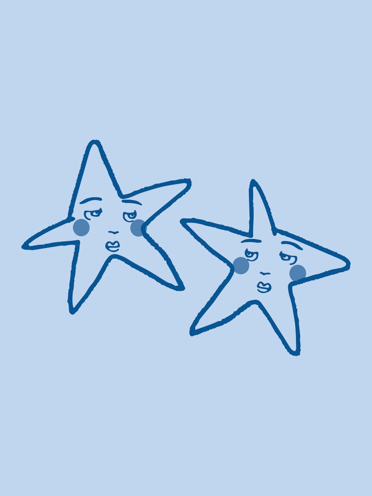 Baby Blue Stars - Whimsigoth Aesthetic - Vintage Retro 90s Design