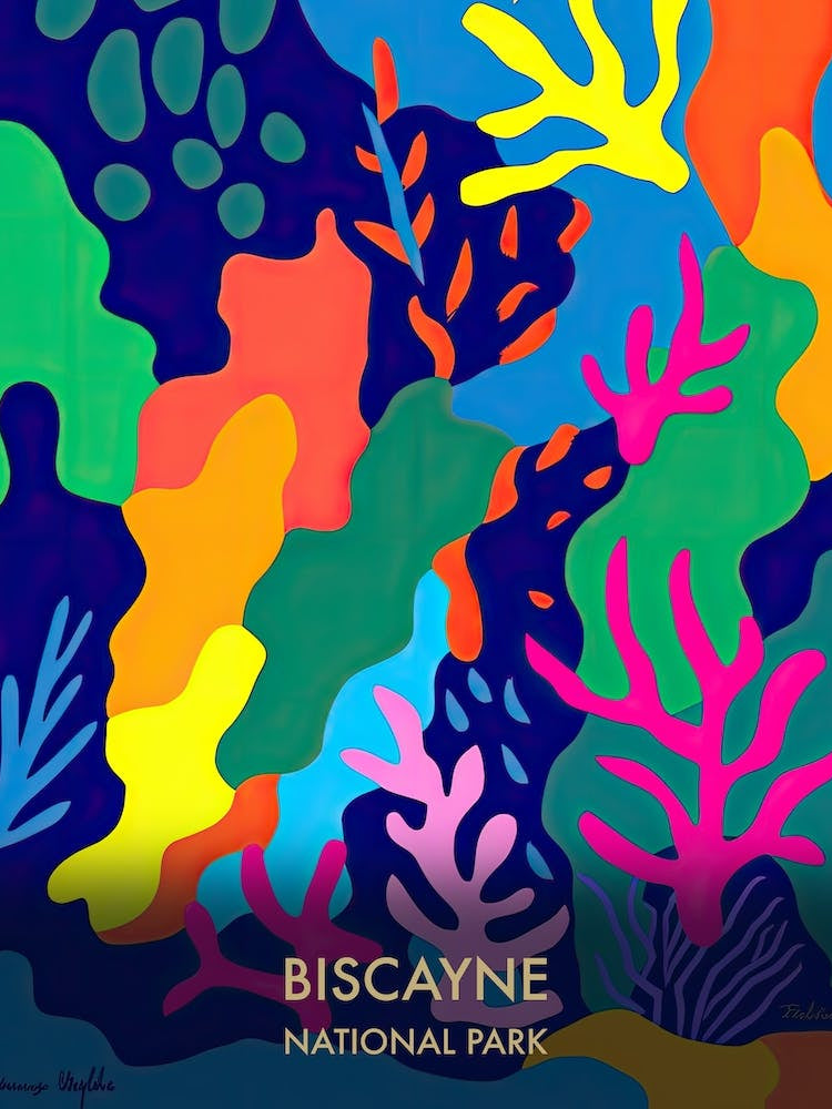 Biscayne National Park Travel Poster Matisse Style 2
