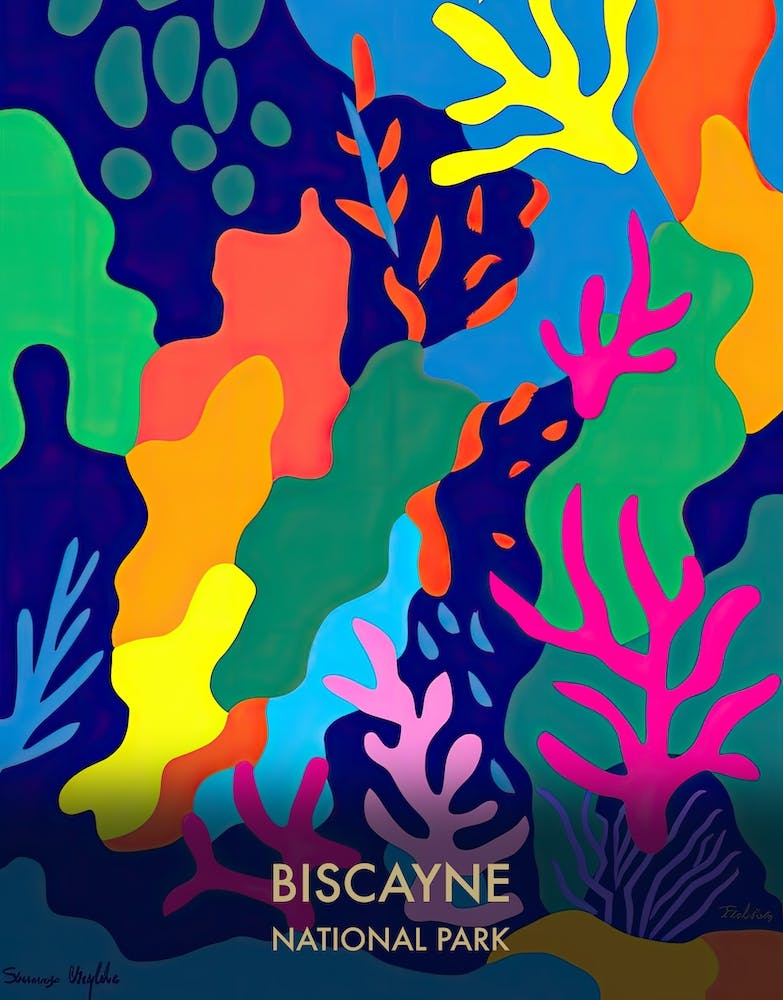 Biscayne National Park Travel Poster Matisse Style 2