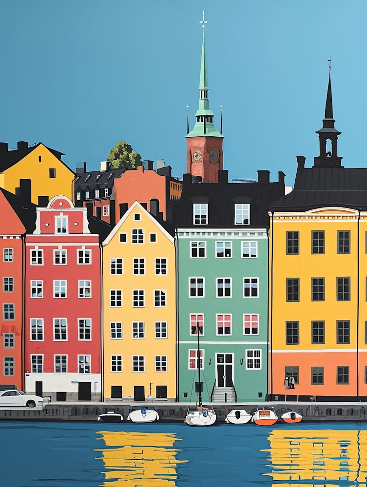 Colorful Buildings In Stockholm, Sweden