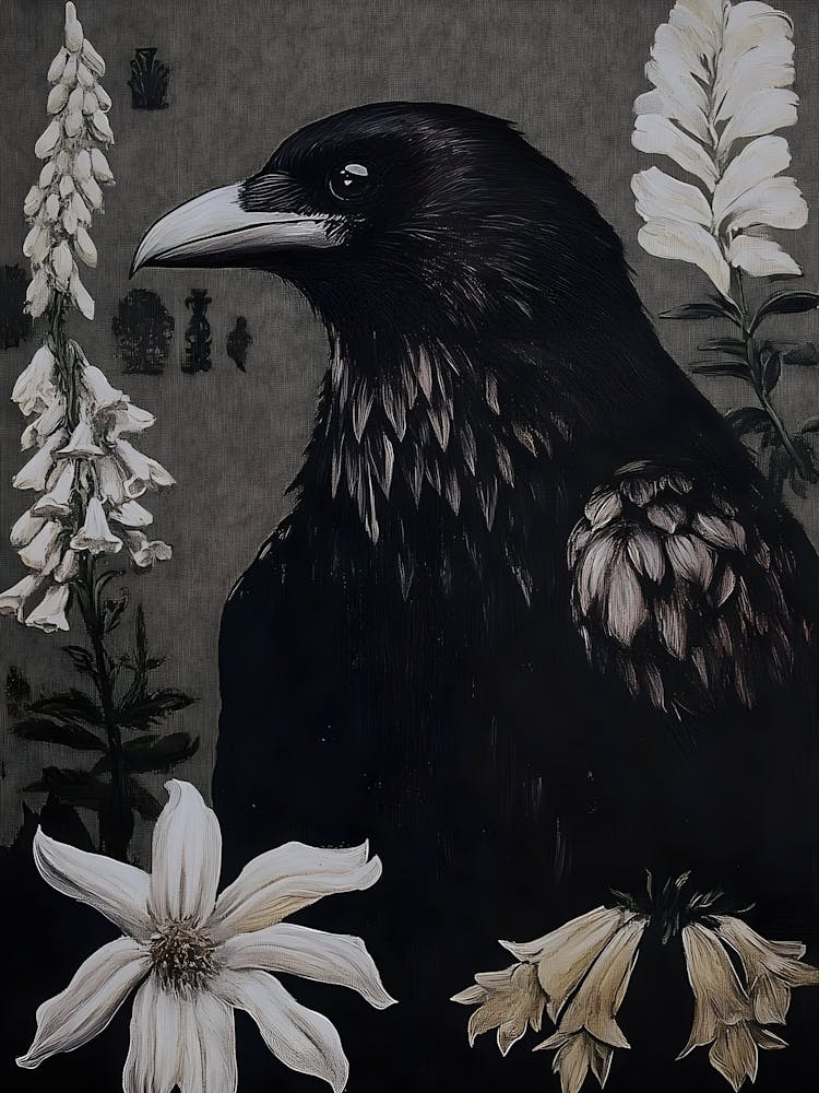 Crow And Flowers
