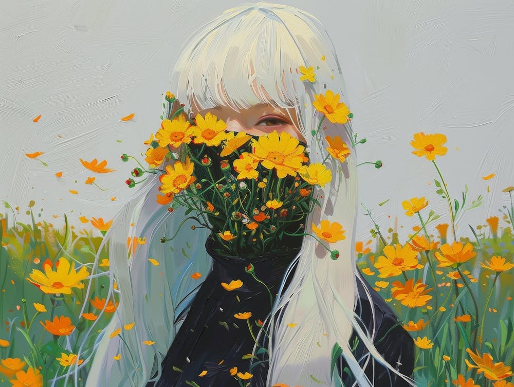 Girl With Yellow Flowers