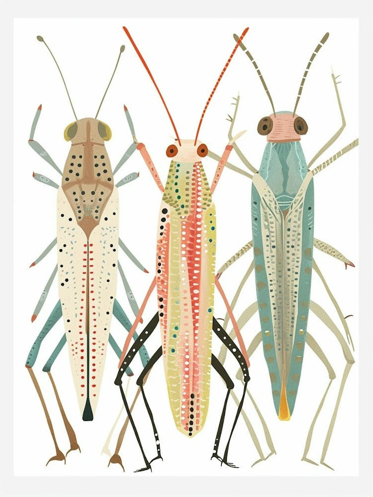 Colourful Insect Illustration Katydid 3