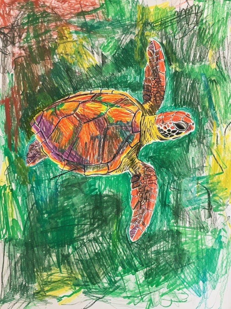 Green Sea Turtle Crayon Scribble 2