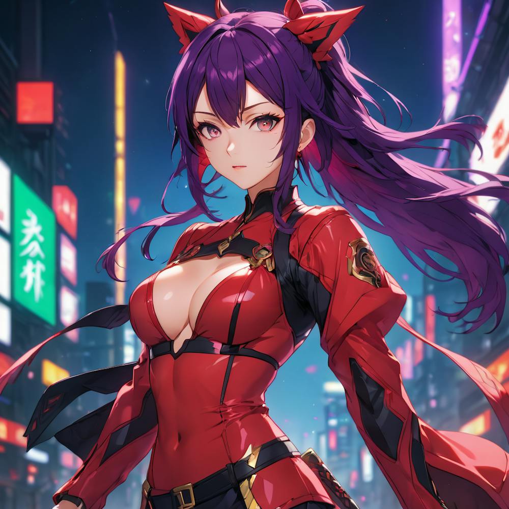 Anime Girl In Red Costume