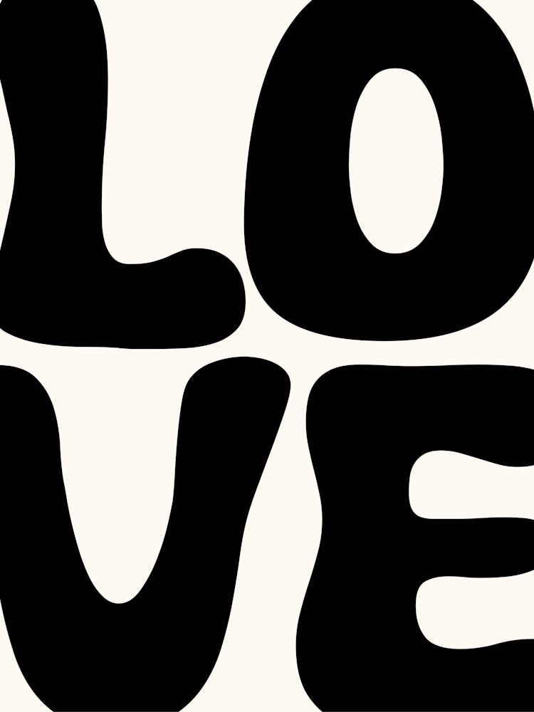 Monochrome Love Bold Typography Text Art