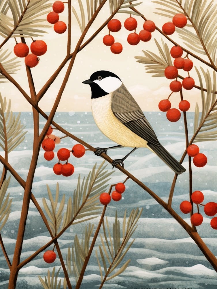 Bird Illustration Carolina Chickadee 1