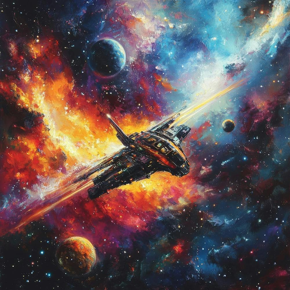 Spaceship In Space Art
