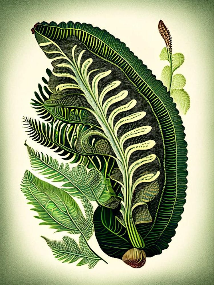 Tongue Fern Vintage Botanical Poster