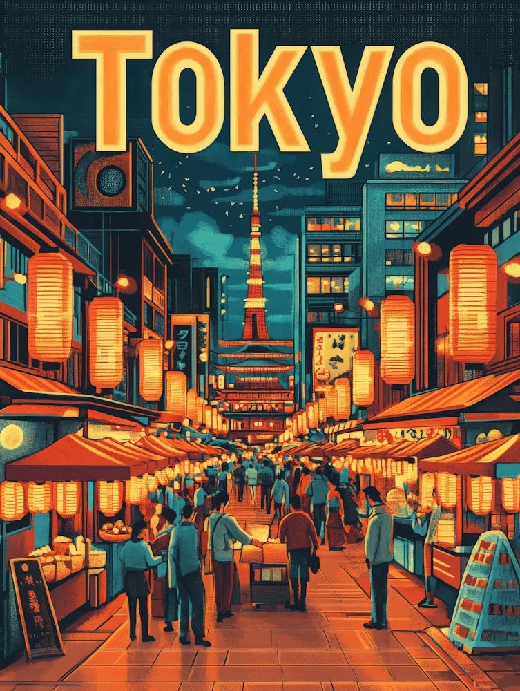 Aihrgdesign A 1970s Inspired Travel Poster For Tokyo 3