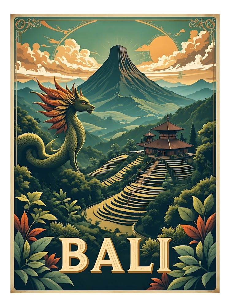 Bali Indonesia Vintage Travel Poster 15