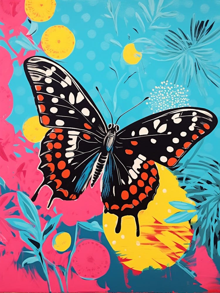 Pop Art Eastern Tailed Blue Butterfly  3