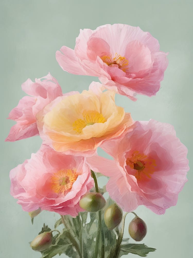 Roses Flowers Acrylic Painting In Pastel Colours 4