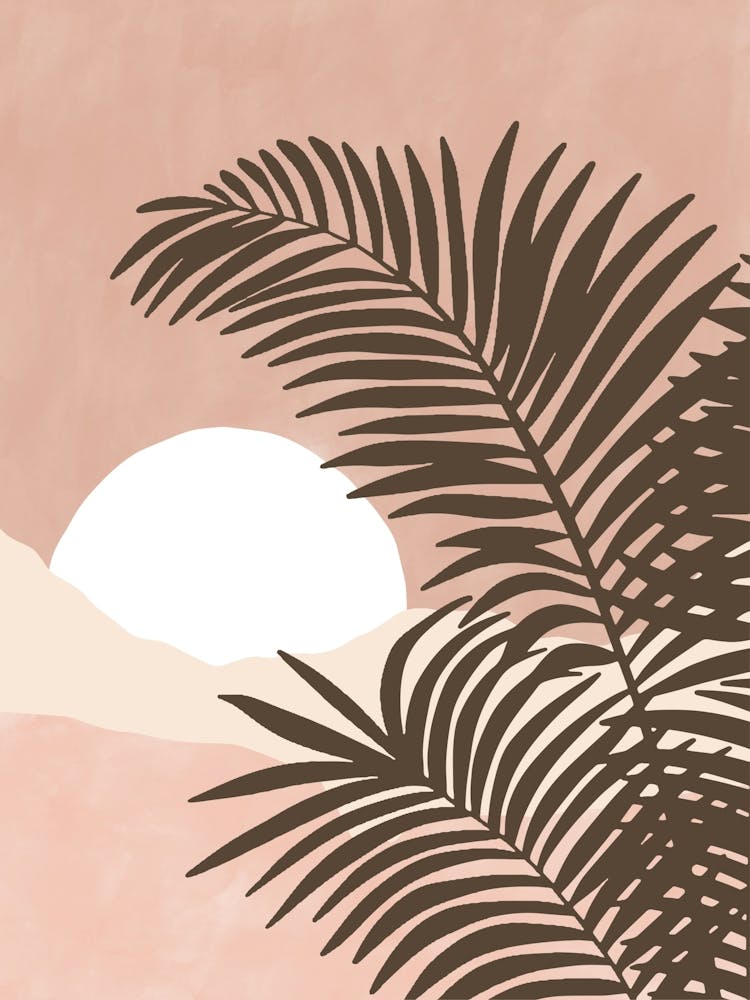 Soft Pink Sunset with Palms