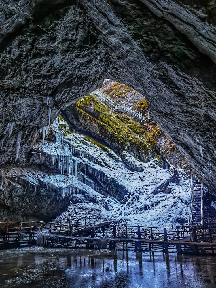 Hidden realm of icy wonder, where the subterranean world reveals its frozen secrets.