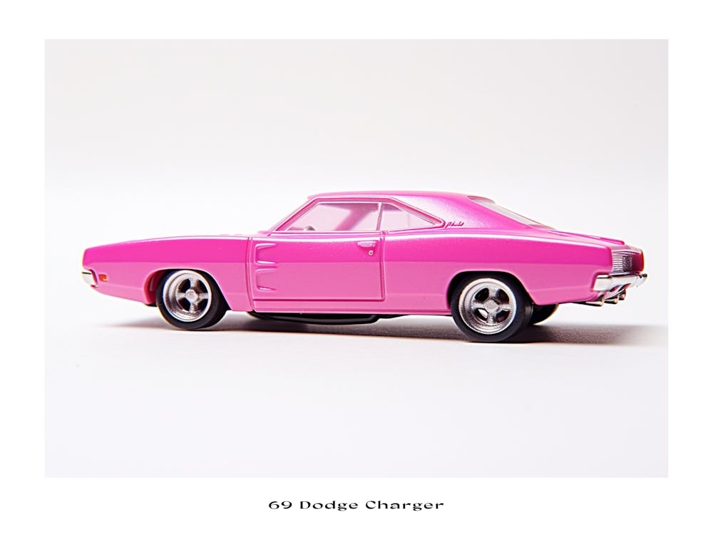 Toy Car 69 Dodge Charger Pink Poster