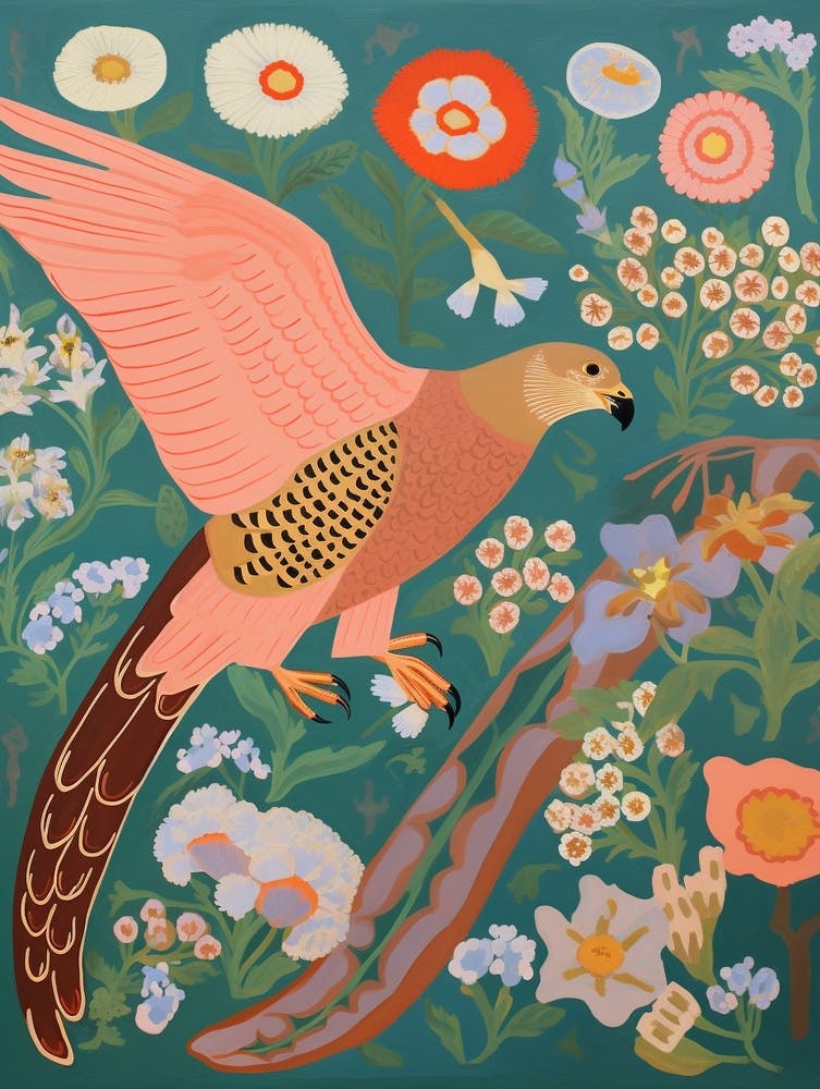 Maximalist Bird Painting Falcon 1