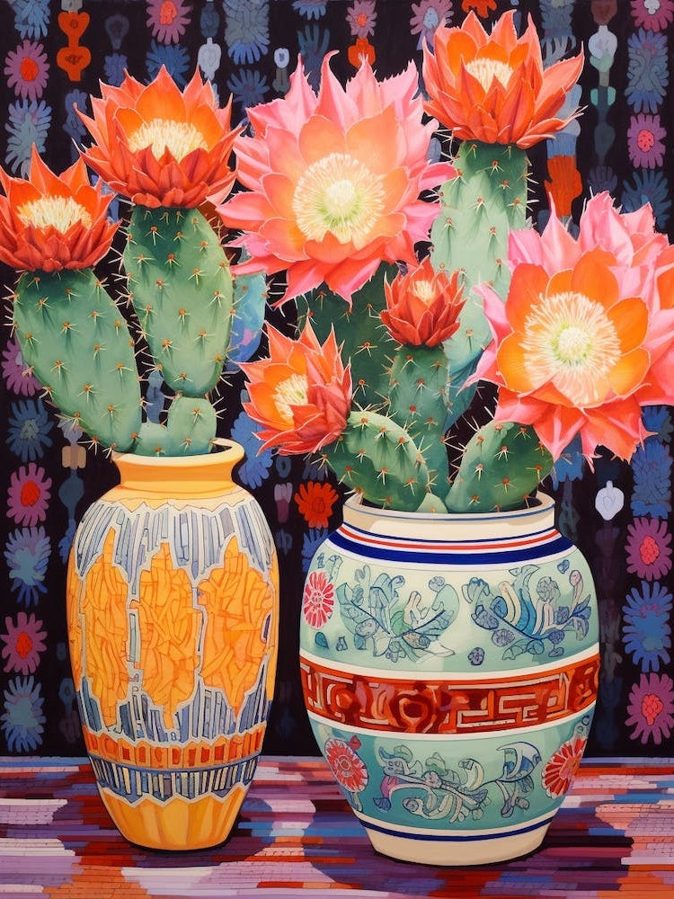 Cactus Painting Maximalist Still Life Cylindropuntia Kleiniae Cactus 4