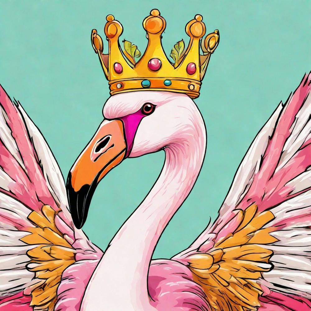 Pink Flamingo With Crown