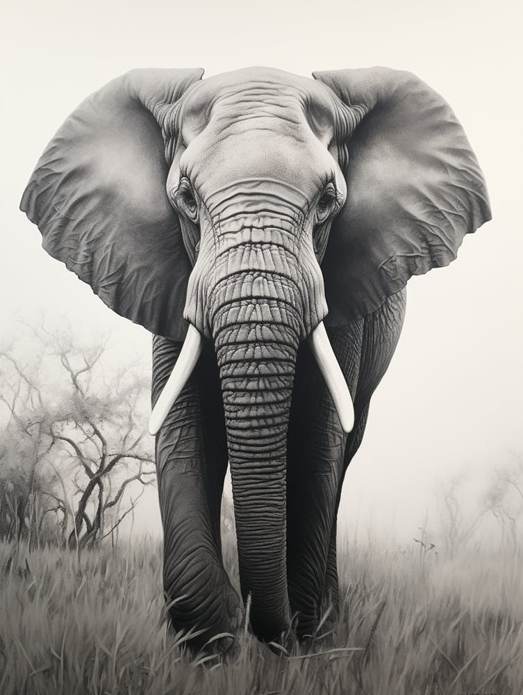 African Elephant Realism Portrait 5