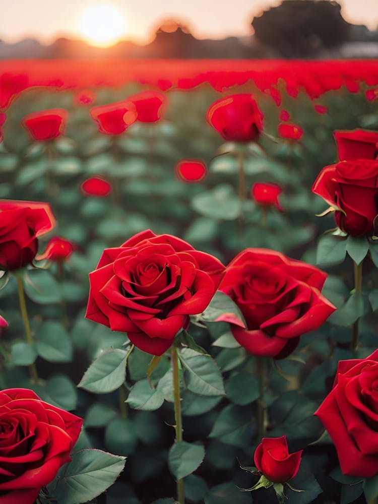 Roses Rouges au Coucher du Soleil 2