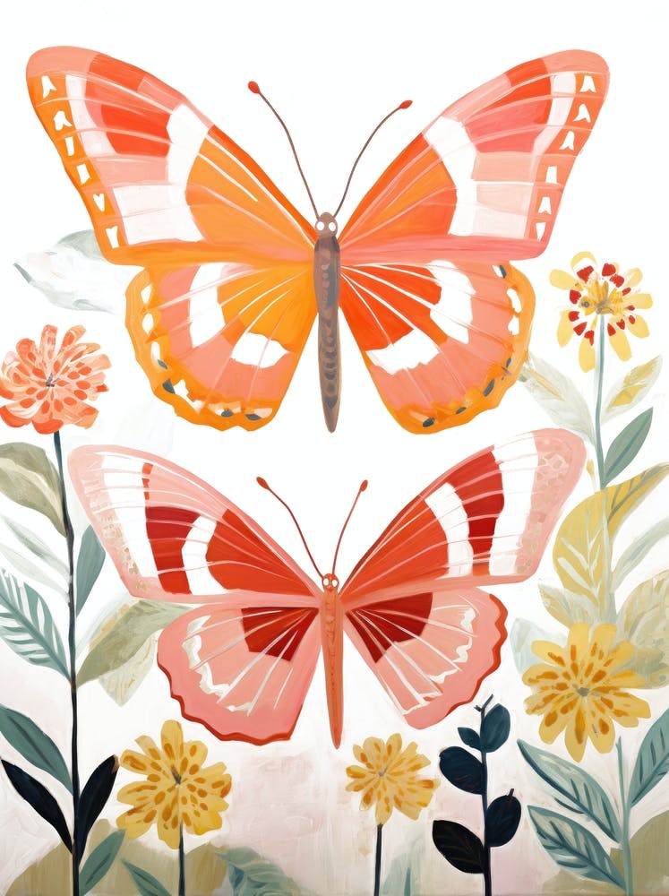 Two Orange Butterflies