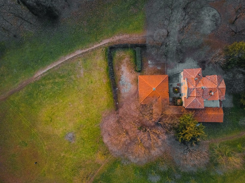 Lonely House in the Field Wall Art, Monza, Italy. Top View House