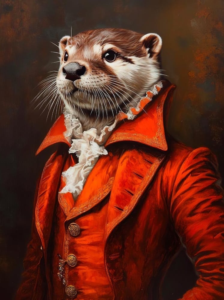 Victorian Animal Portrait, Vintage Animal Print, Royal Otter Painting, Dressed Animal Print, Renaissance Animal Printable, Animal Lover Gift