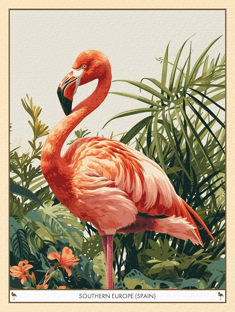 Greater Flamingo Southern Europe Spain Tropical Illustration 6 Poster
