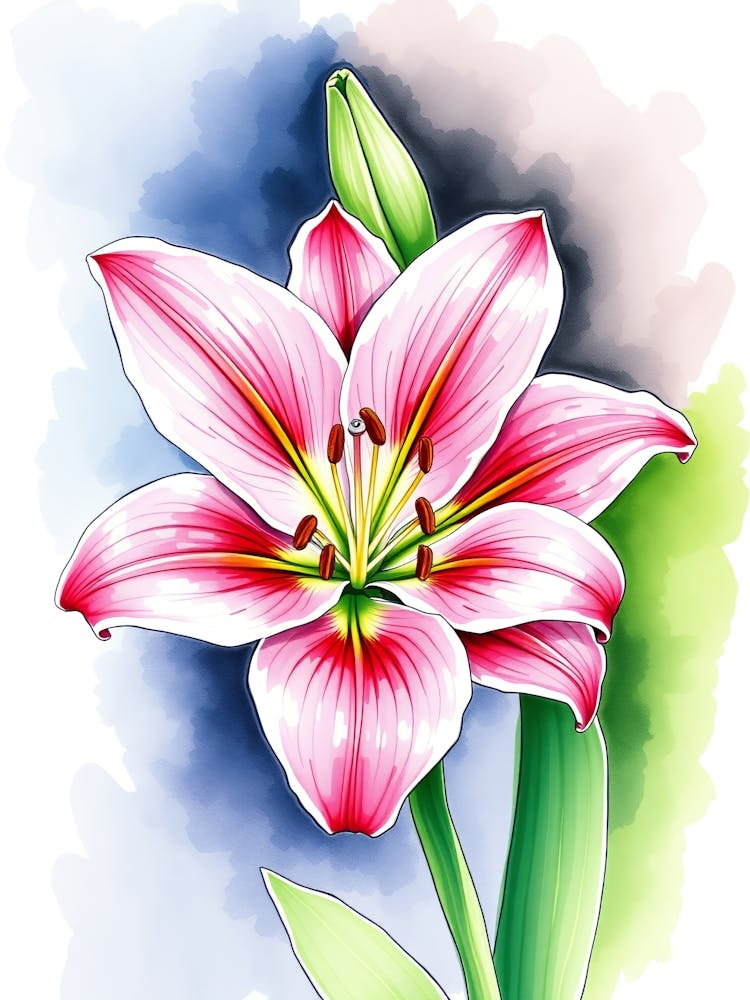 Watercolor Lily Flower