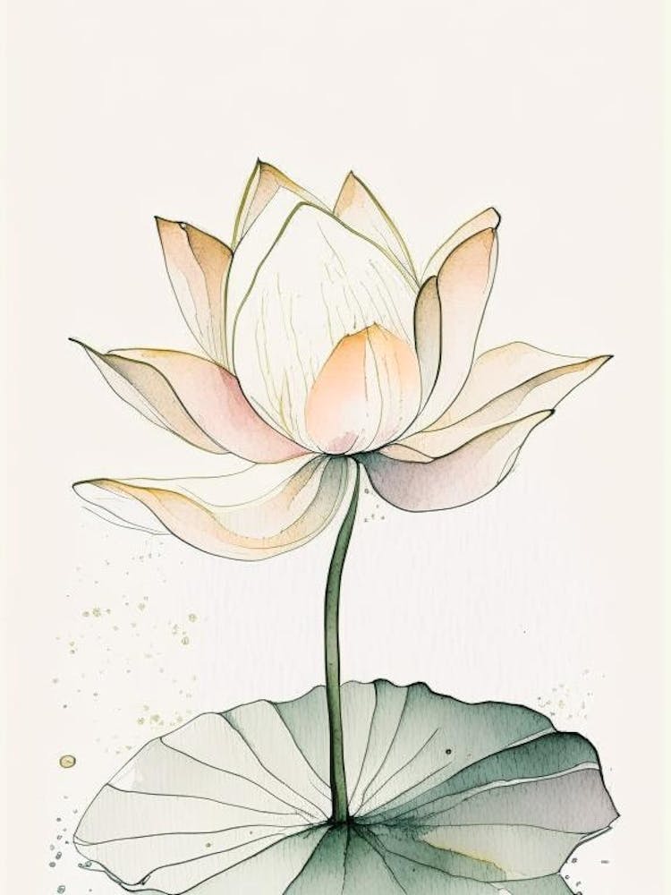 Früher Lotos Minimal Aquarell 3