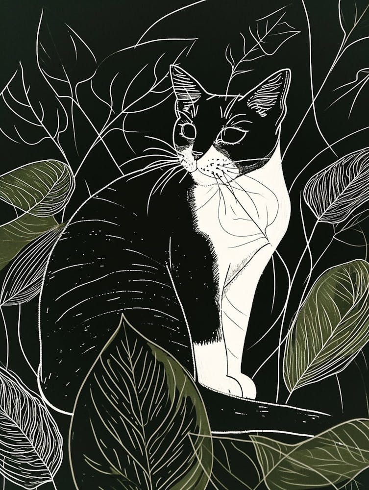 Snowshoe Cat Minimalist Illustration 4