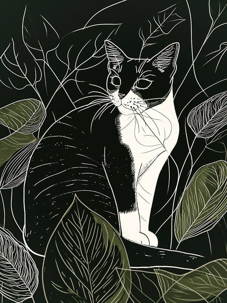 Snowshoe Cat Minimalist Illustration 4