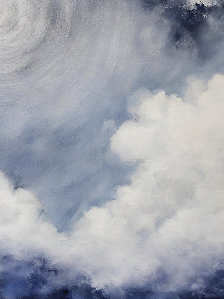 Abstract Blue Clouds Oil Painting