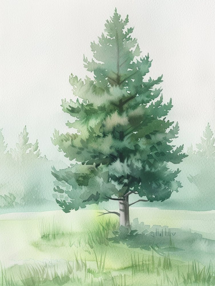 Hemlock Tree Atmospheric Watercolour Painting 2