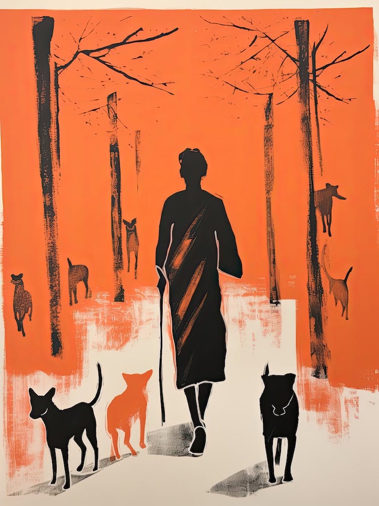 Dog, Woodblock Animal  Drawing 3
