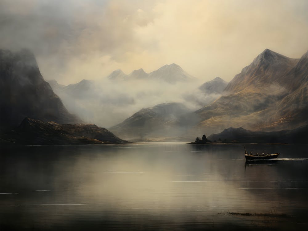 Rustic Mountain Lake Vintage
