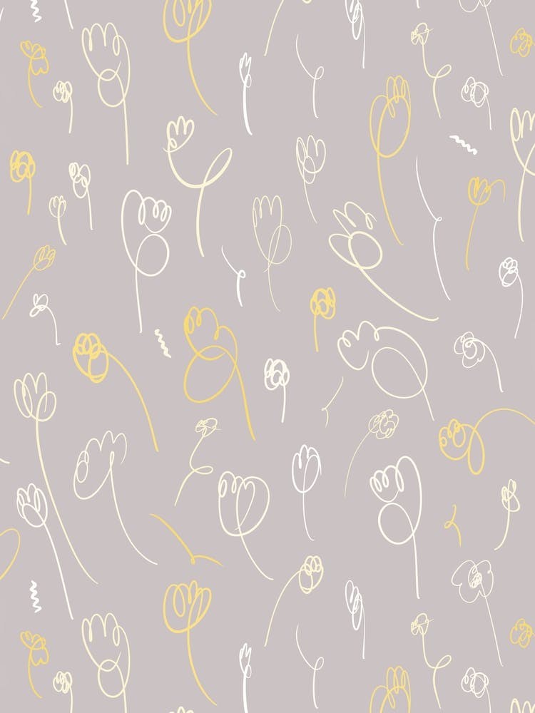 Fleurs Dessin au Trait Ultimate Gray