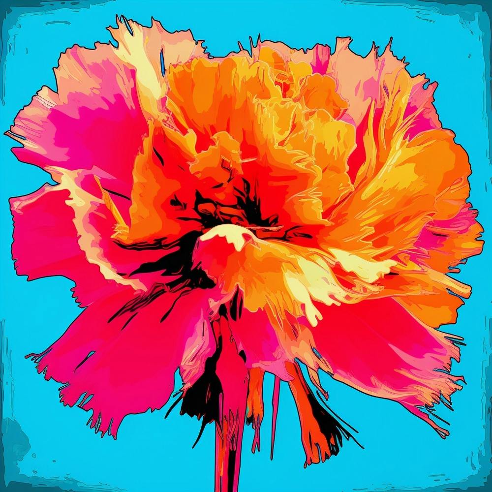 Andy Warhol Style Pop Art Flowers Carnation Dianthus 4 Square