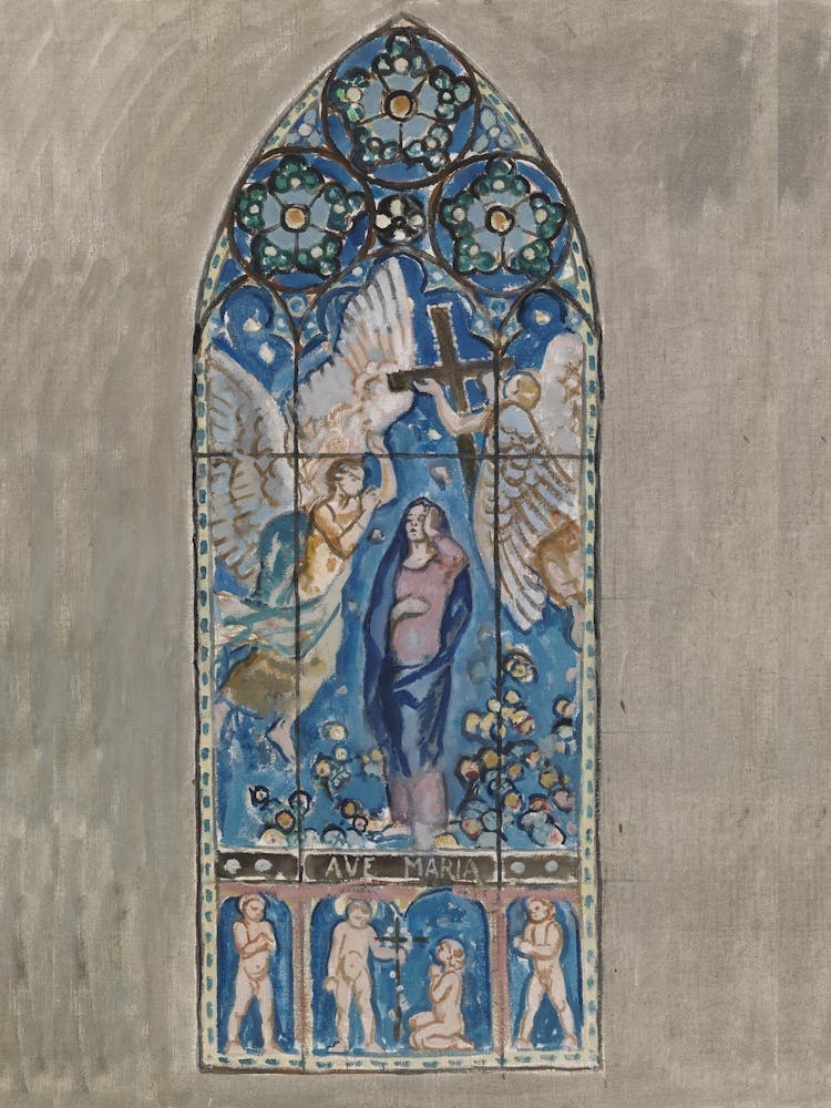 Ave Maria, Sketch For A Stained Glass Window In Pori Church, 1924, By Magnus Enckell