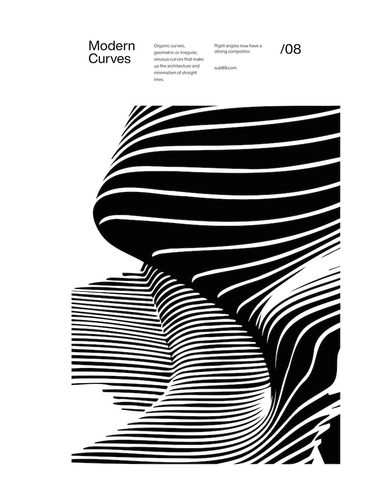 Modern Curves 08, Modern Architecture Design Poster, minimalist interior wall decor