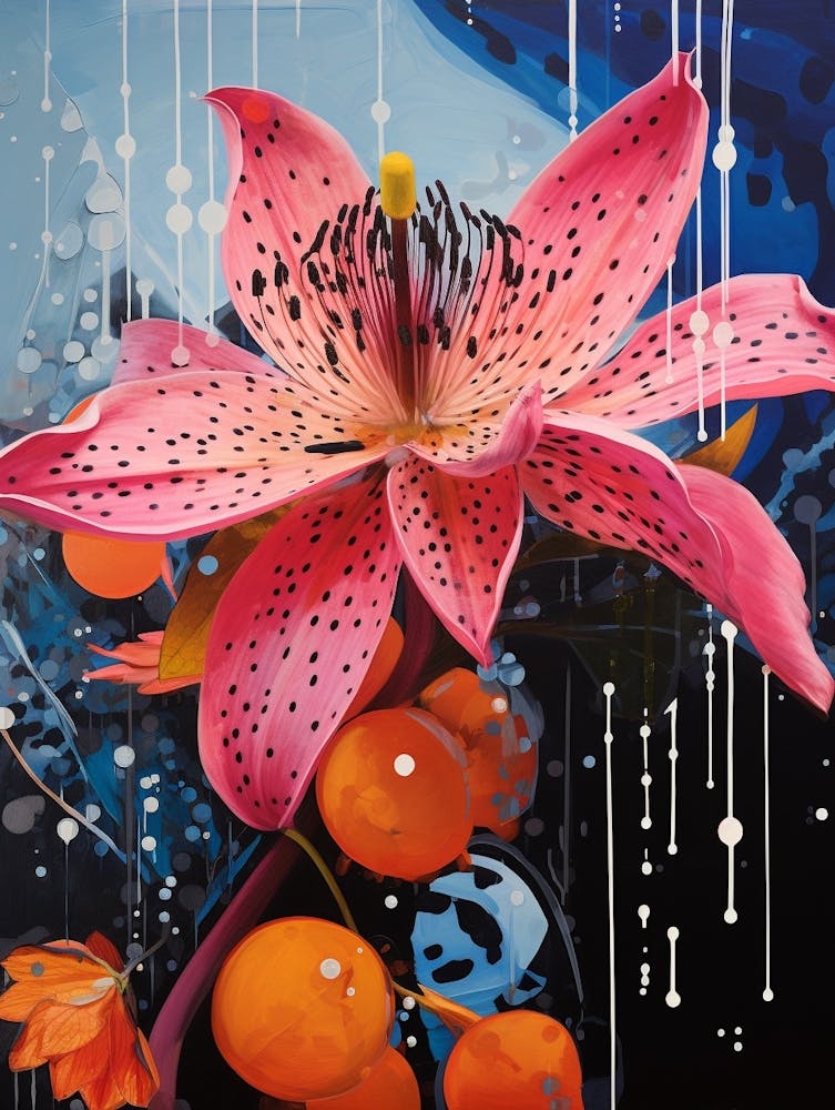 Surreal Florals Fuchsia 4 Flower Painting