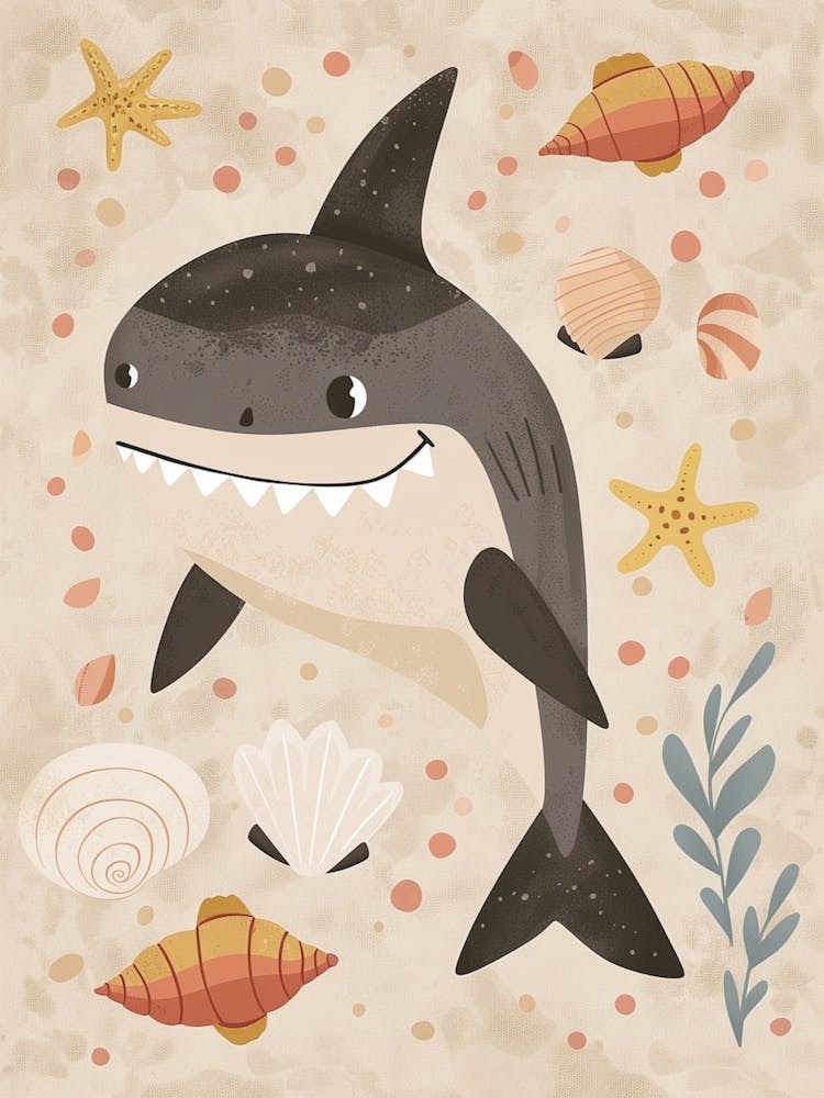 Muted Pastel Seascape Shark 1