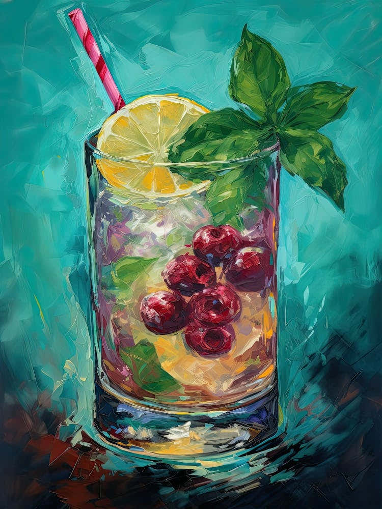 Min Julep Cocktail Oil Painting 3