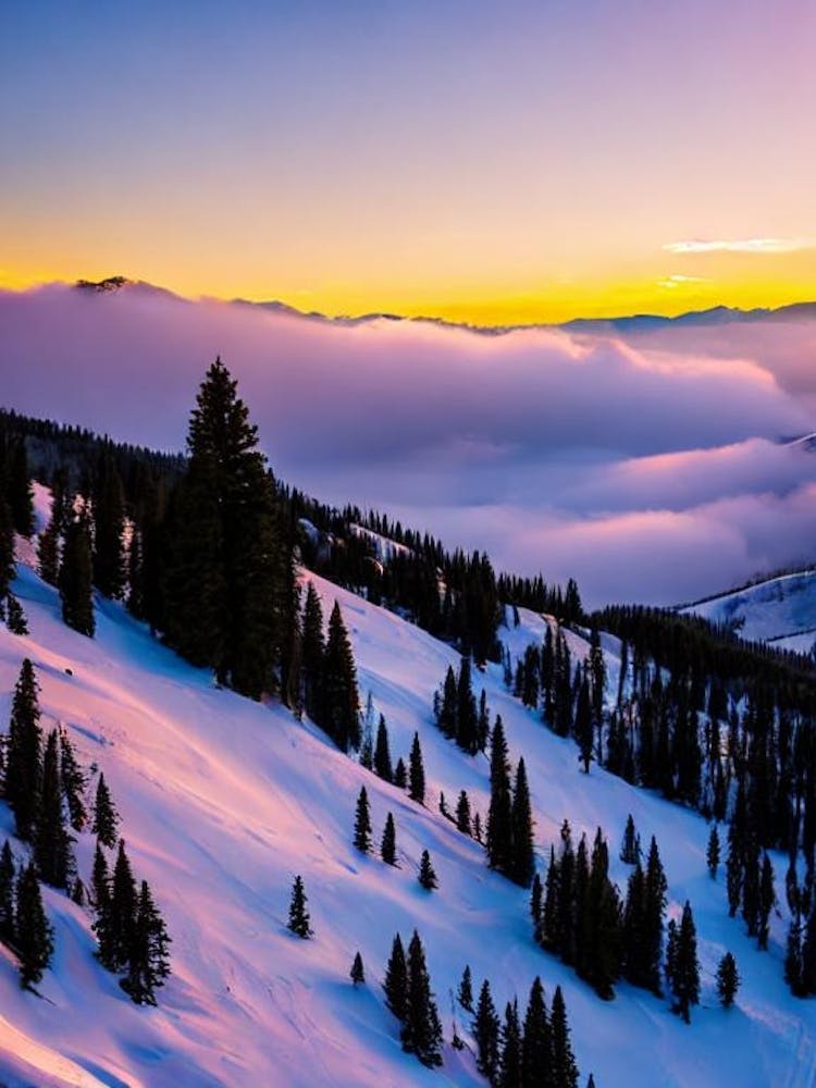 Snowmass, Usa Sunrise Skiing Poster